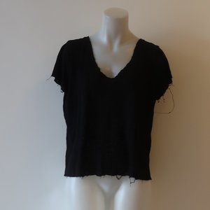 Project Social T Urban Outfitters Black V-Neck Short Sleeve Top Sz S *